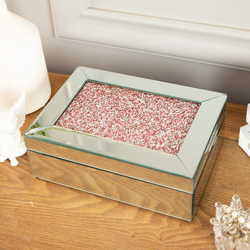 Organizzatore di gioielli da donna con portagioie a specchio personalizzato con cristalli