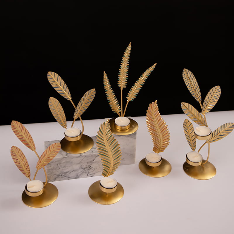Decorazioni per la casa personalizzate Portacandele in metallo a forma di foglie diverse