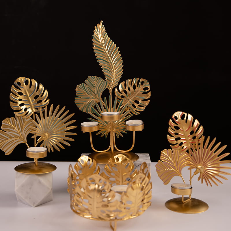 Decorazioni per matrimoni Feste o decorazioni per la casa di tutti i giorni Portacandele in metallo a forma di foglie diverse