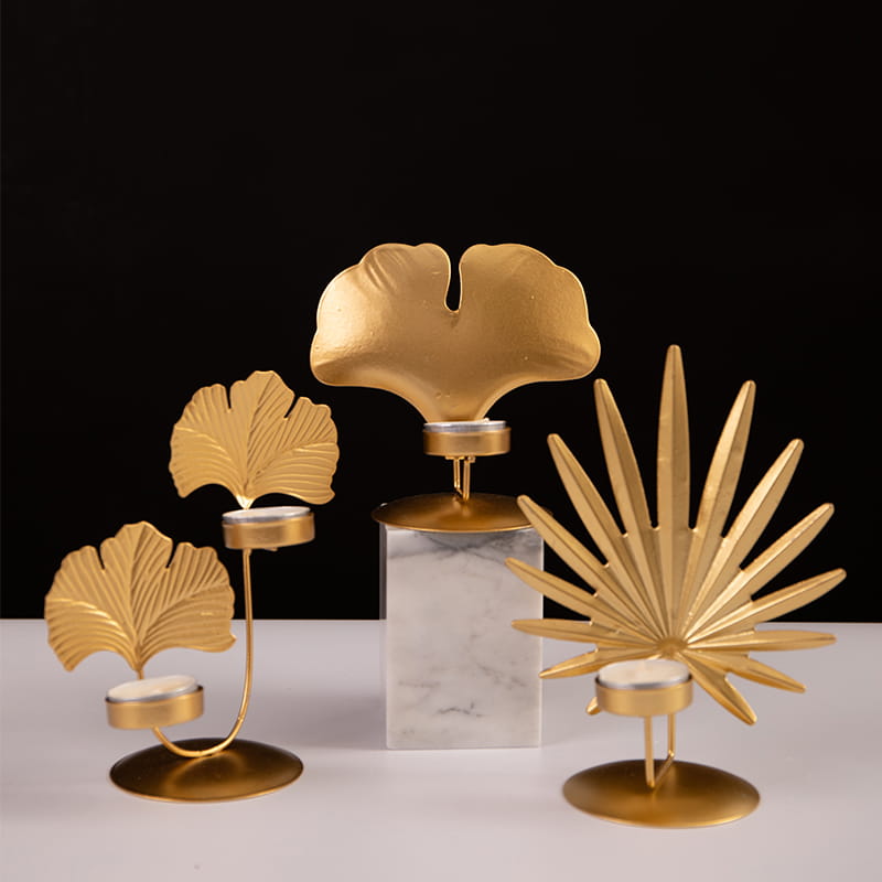 Simpatico portacandele in metallo a forma di foglie diverse per decorazioni di nozze, feste o decorazioni per la casa di tutti i giorni