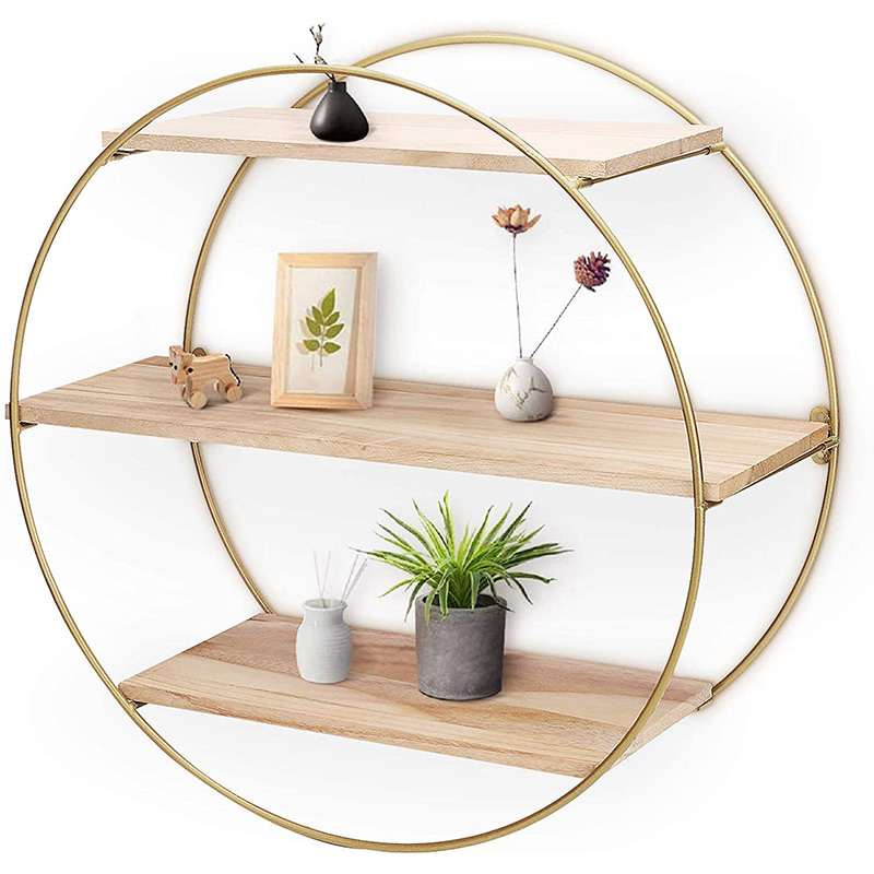 Scaffale rotondo decorativo in legno Installazione di mobili decorativi Scaffale rotondo decorativo in legno Installazione di mobili decorativi